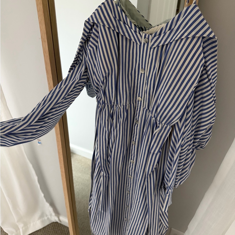 Blue and White Striped Kids Dress